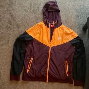 Nike Men’s XL Windbreaker Orange Burgundy Black